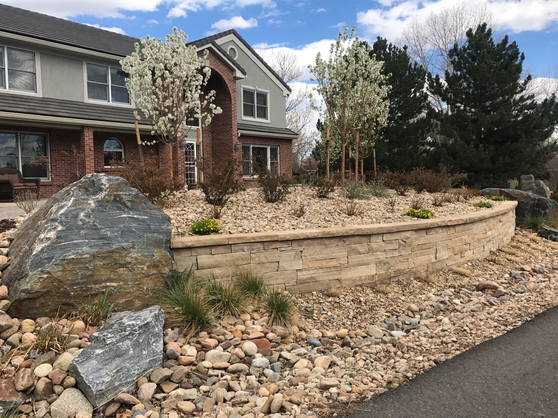 Buff Strip Stone Wall