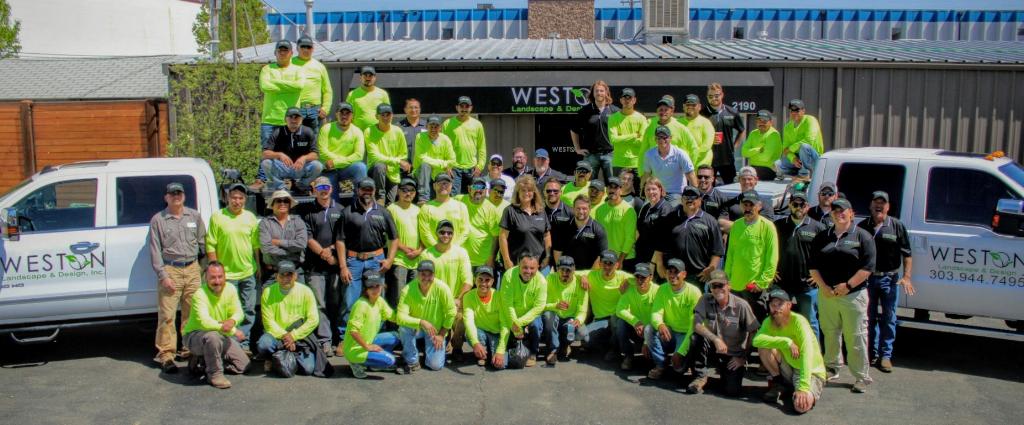 Weston Landscape & Design full team and fleet gathered at office