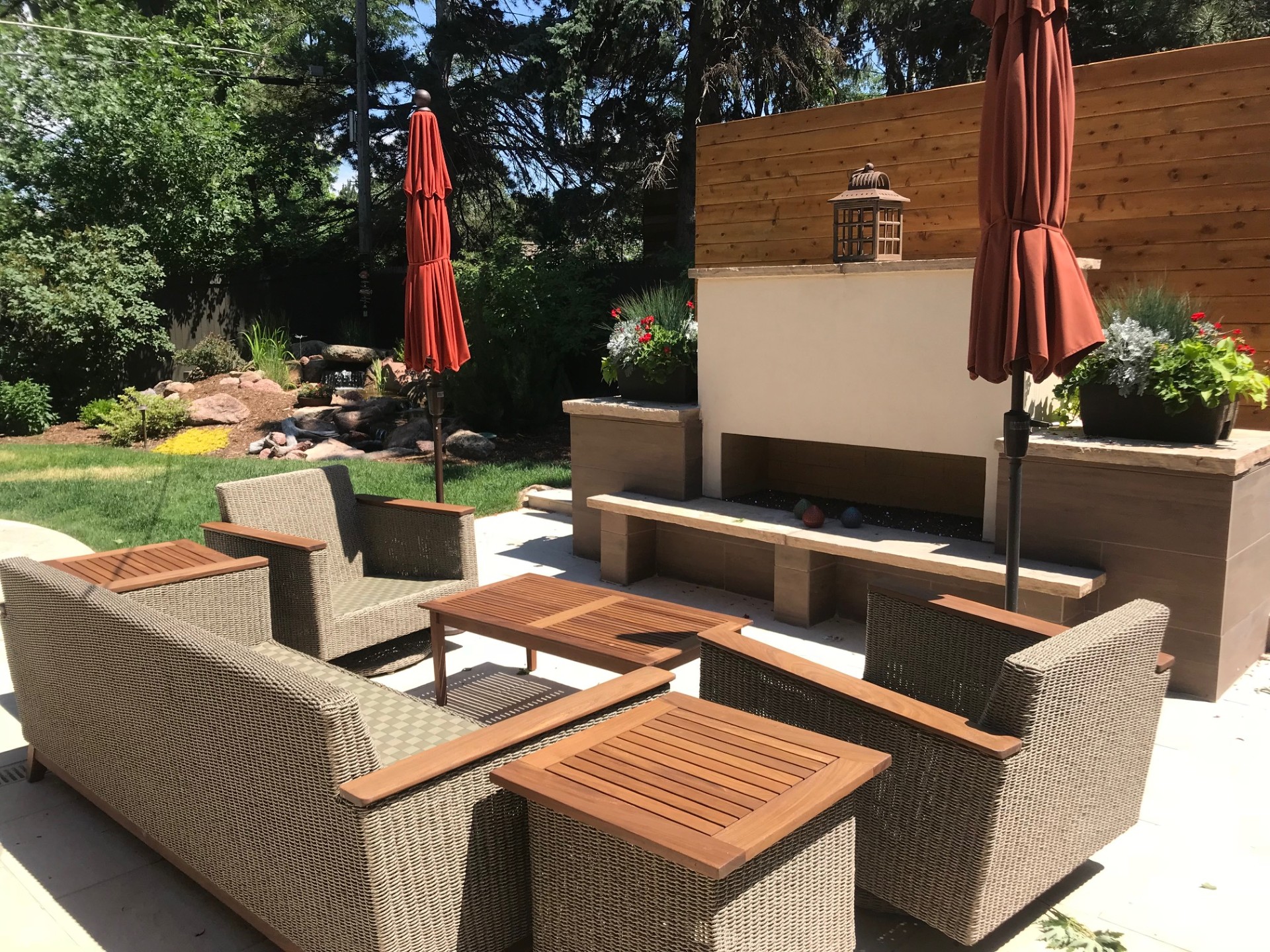 Contemporary outdoor fireplace