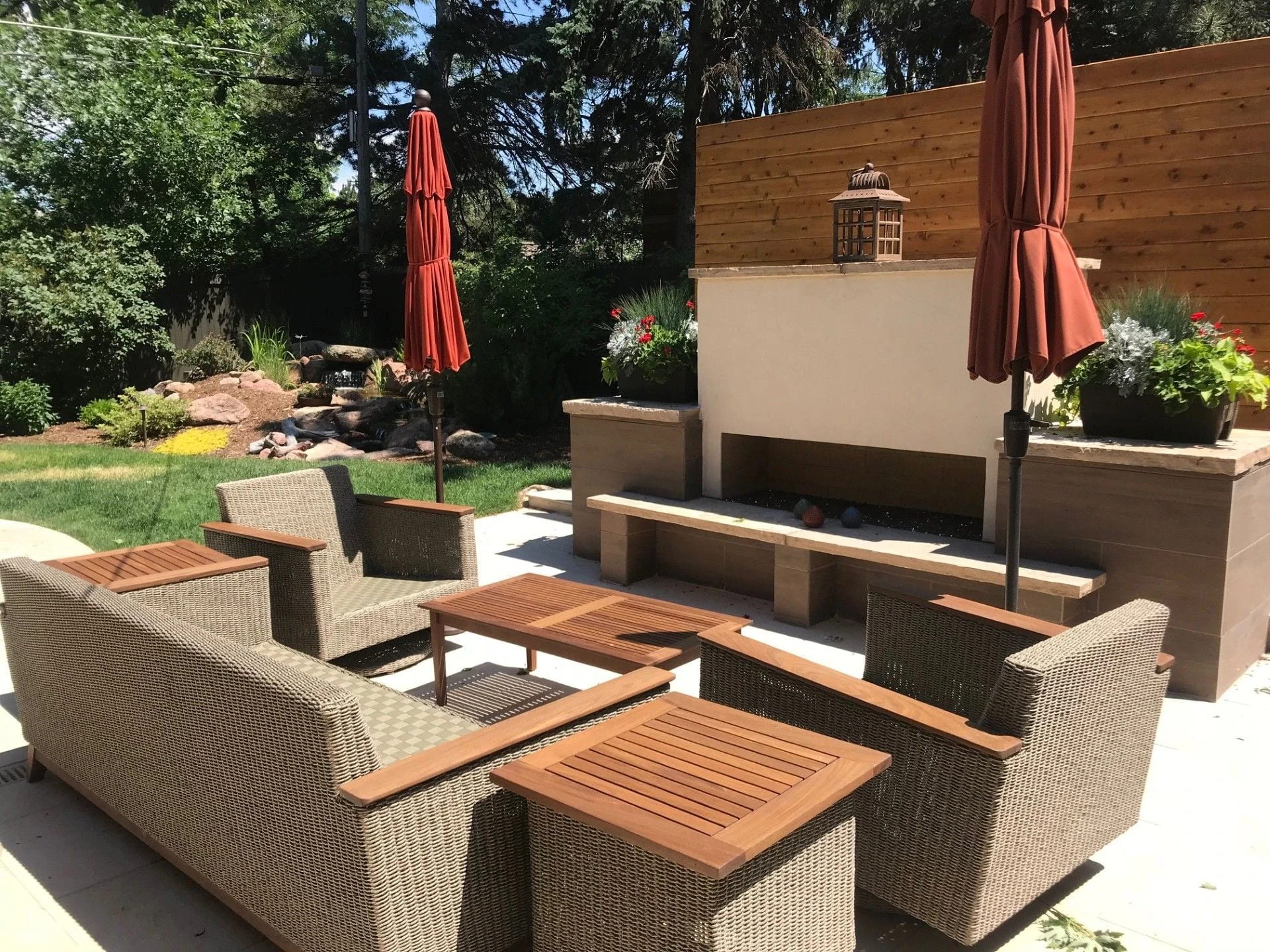Contemporary outdoor fireplace