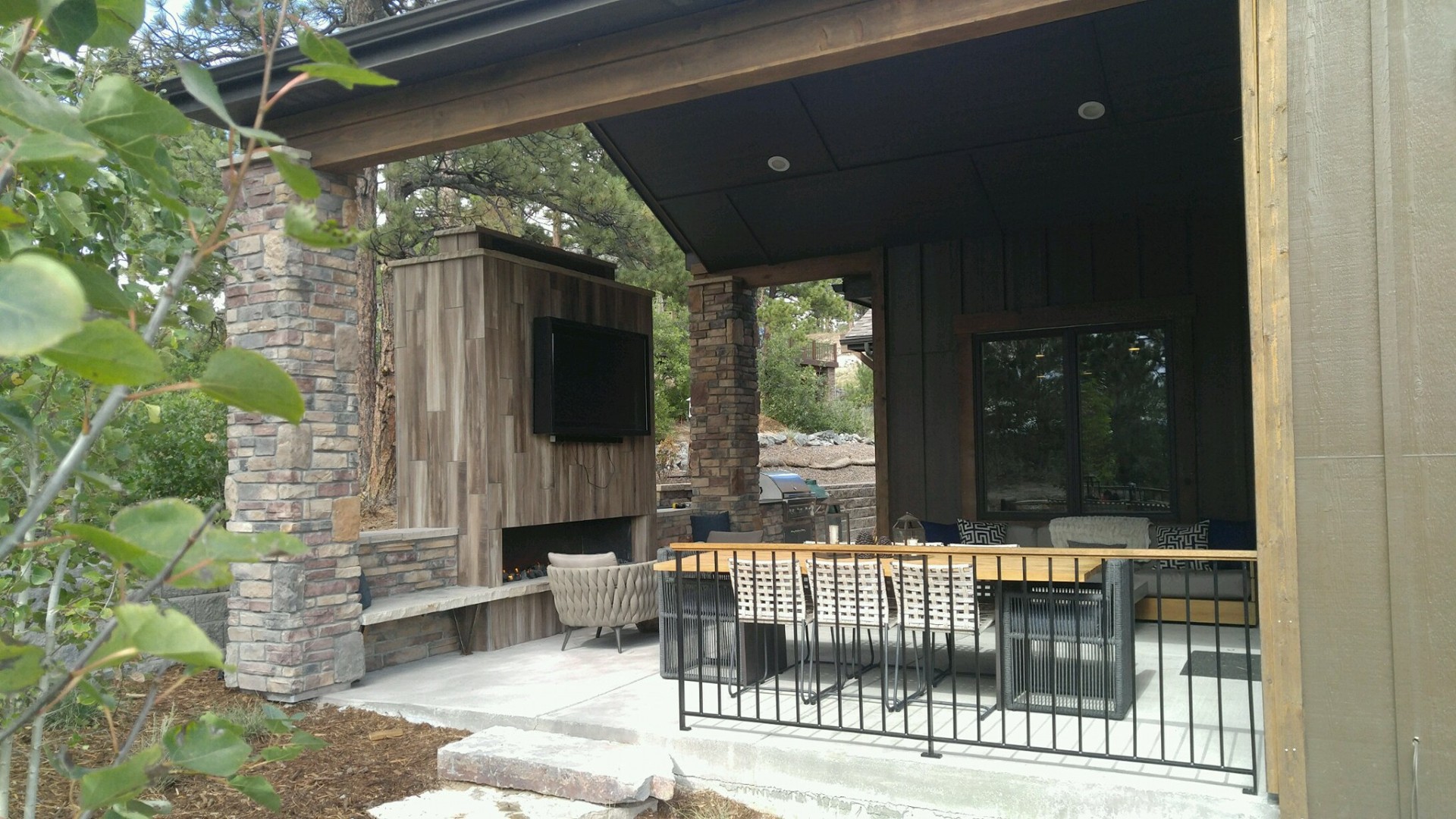 Outdoor living room with covered patio