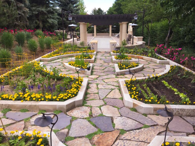 Tree-lined estate driveway with professionally maintained grounds